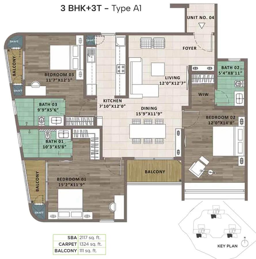 3bhk 2117 sattva aaranya mysore road