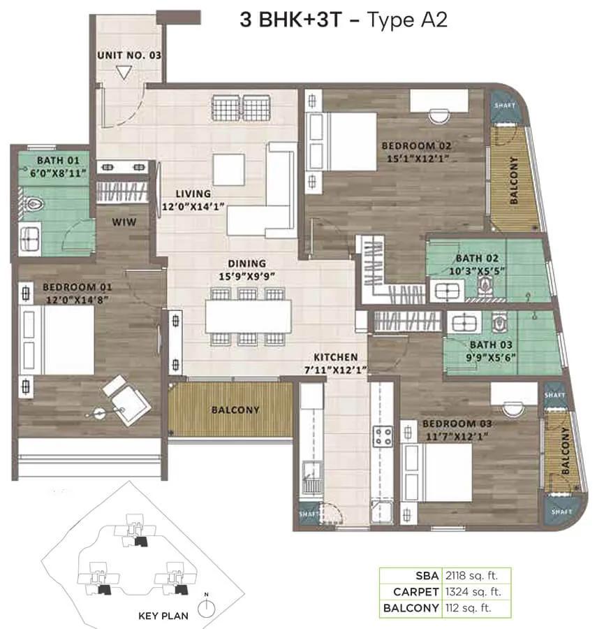 3bhk 2118 sattva aaranya mysore road