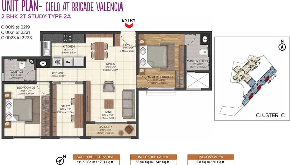 2BHK 1201 - Cielo At Brigade Valencia