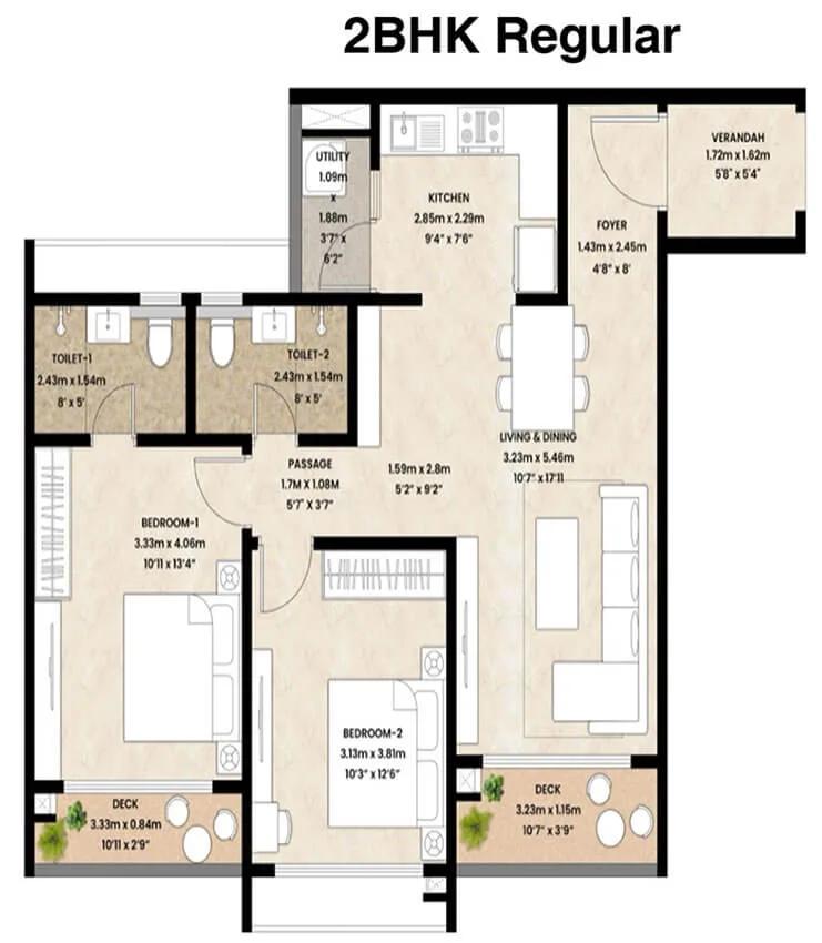 2BHK Regular - Mahindra Blossom Whitefield