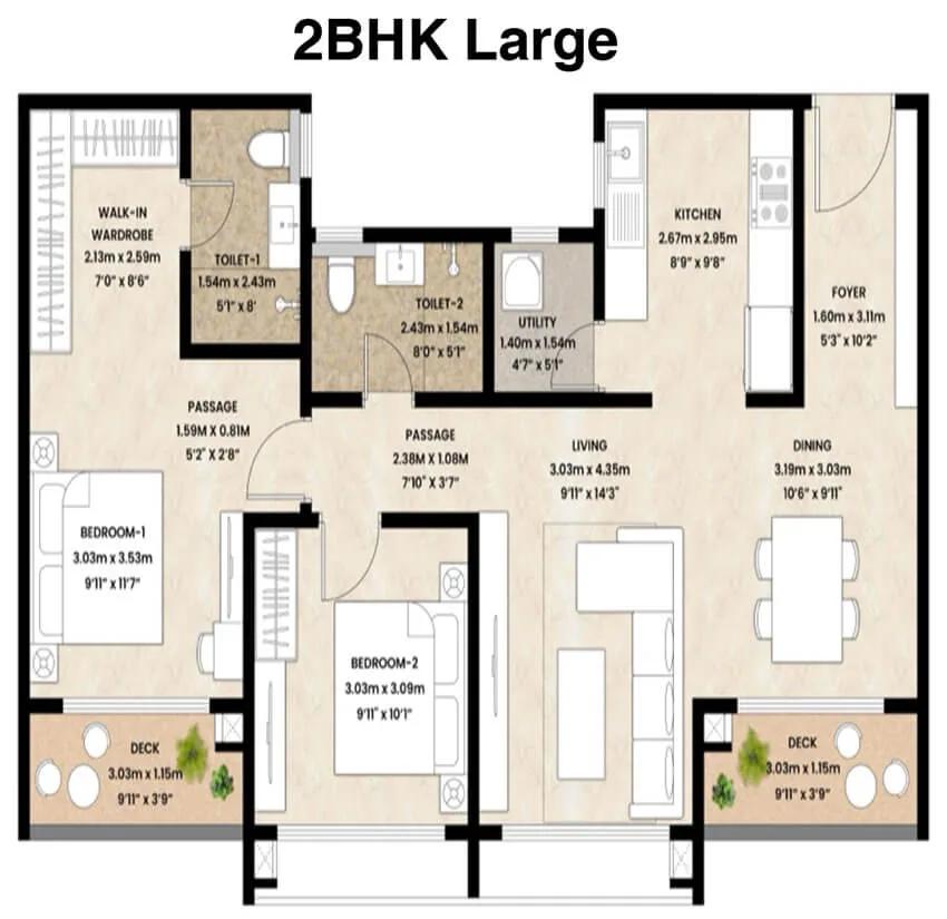 2BHK Large - Mahindra Blossom Whitefield