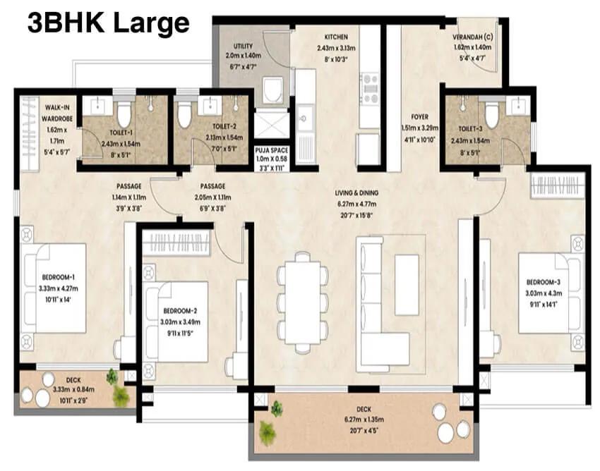 3BHK Large - Mahindra Blossom Whitefield