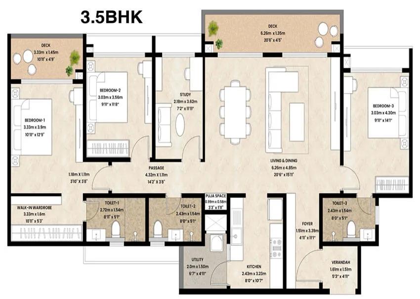 3.5BHK - Mahindra Blossom Whitefield