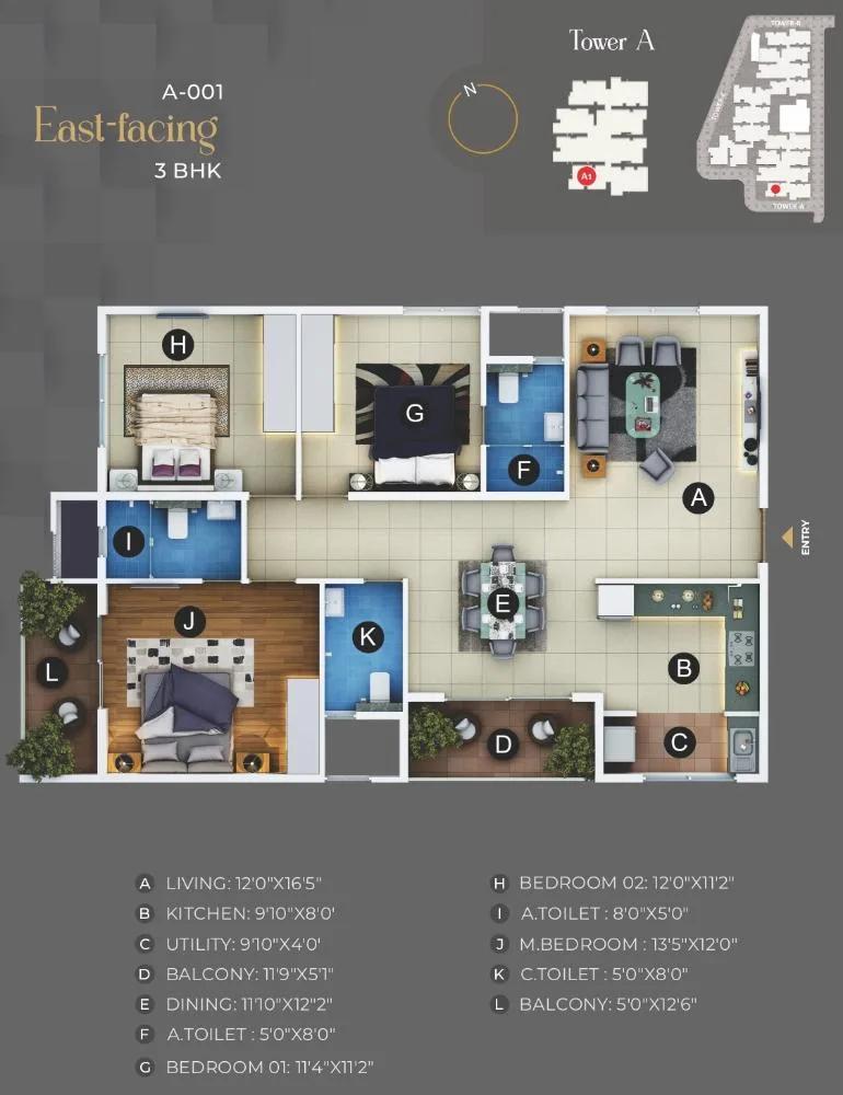 3BHK A - Trendsquares Akino Panathur