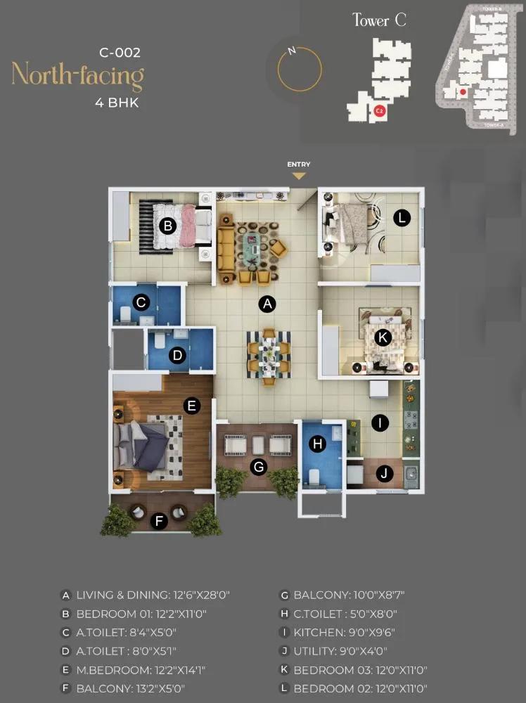 4BHK North C2 - Trendsquares Akino Panathur