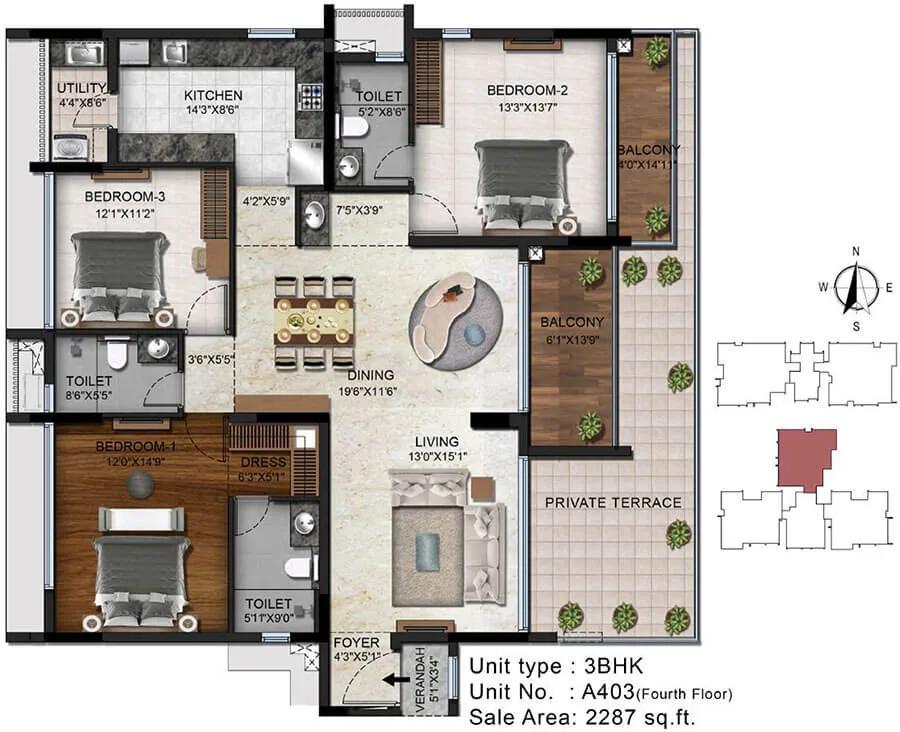 3BHK 2287 - Radiance Platinum Koramangala