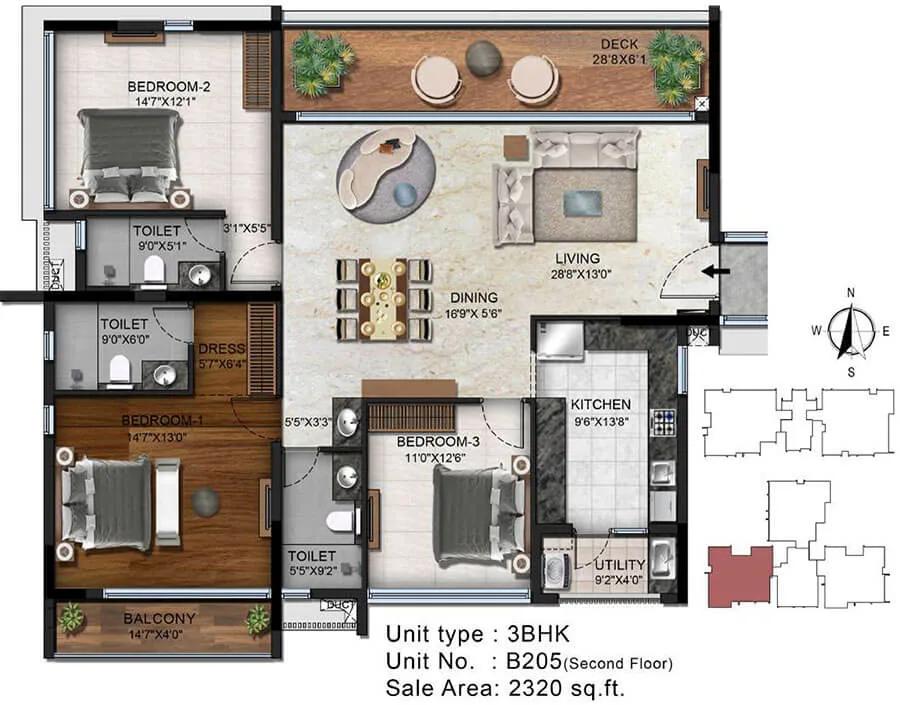 3BHK 2320 - Radiance Platinum Koramangala