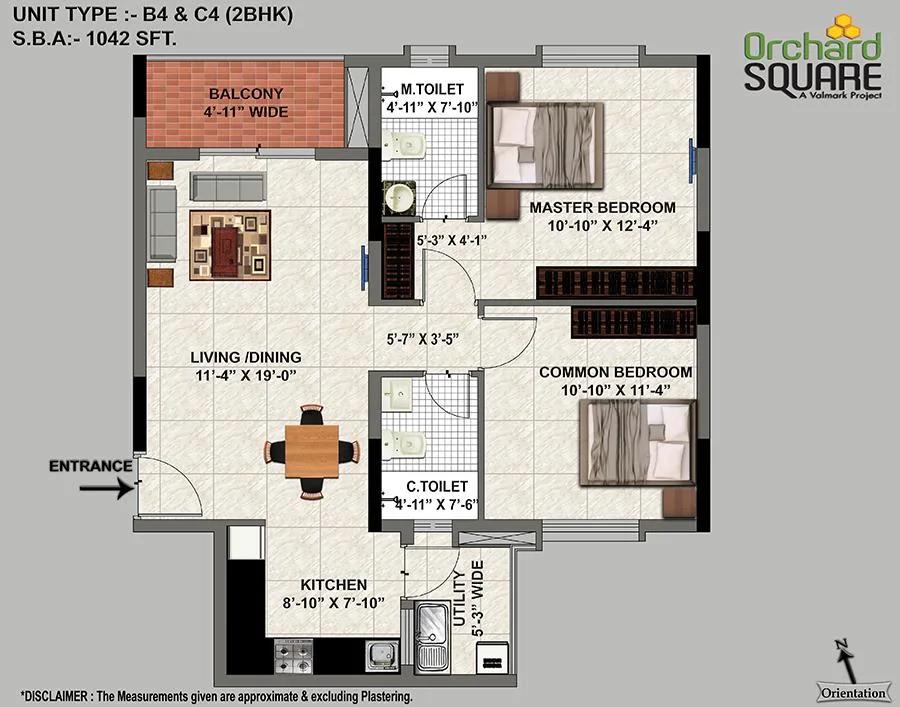 2 BHK – B4 – 1042 – Valmark Orchard Square