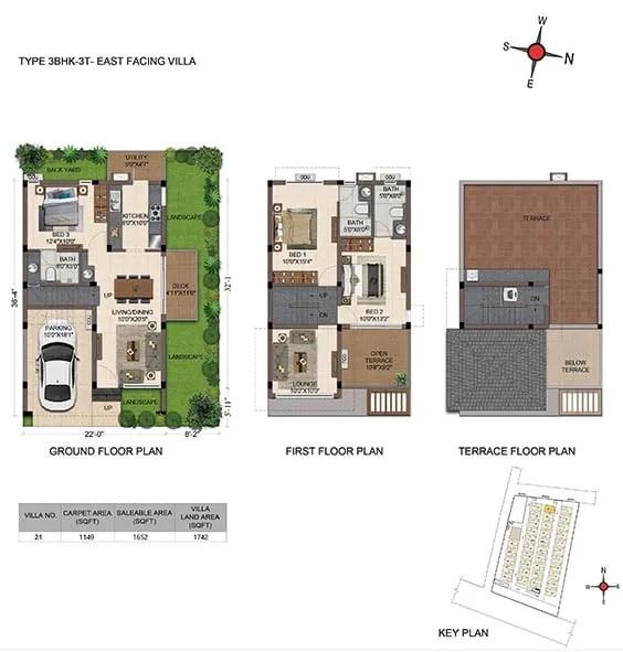 3 BHK East Facing - CasaGrand Florella Villas Sarjapur