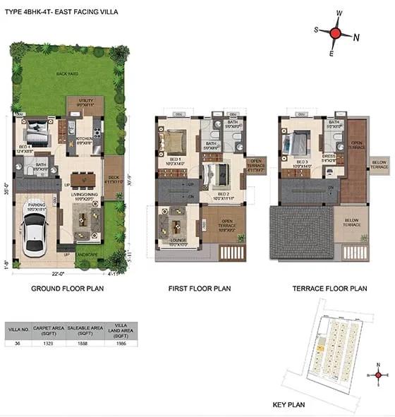 4 BHK East Facing - CasaGrand Florella Villas Sarjapur