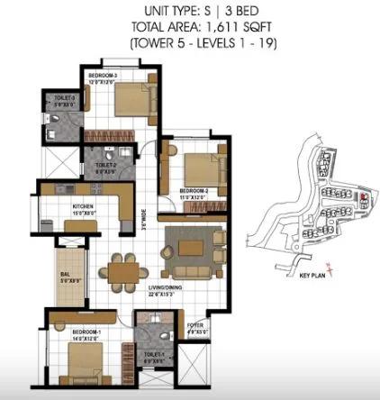3BHK – 1611 – Prestige Temple Bells