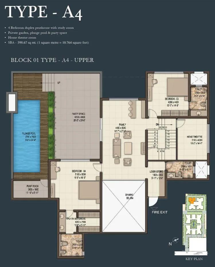 A4 upper – 4BHK – Sobha Morzaria Grandeur