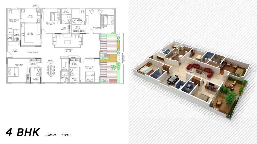 4BHK – 4282 – Vaishnavi Terraces