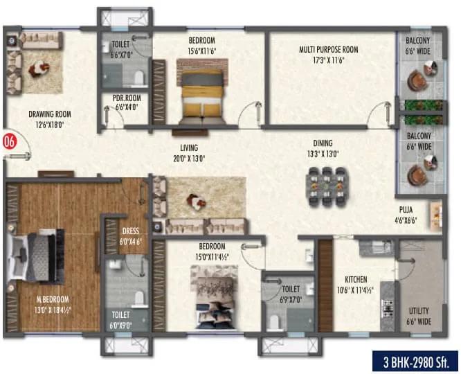 2980 3BHK - Vasavi Skyla