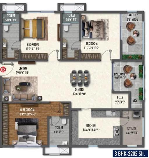2205 3BHK - Vasavi Skyla
