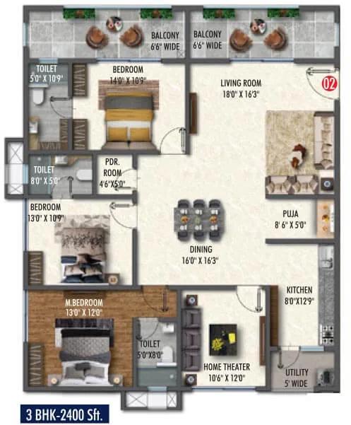 2400 3BHK - Vasavi Skyla