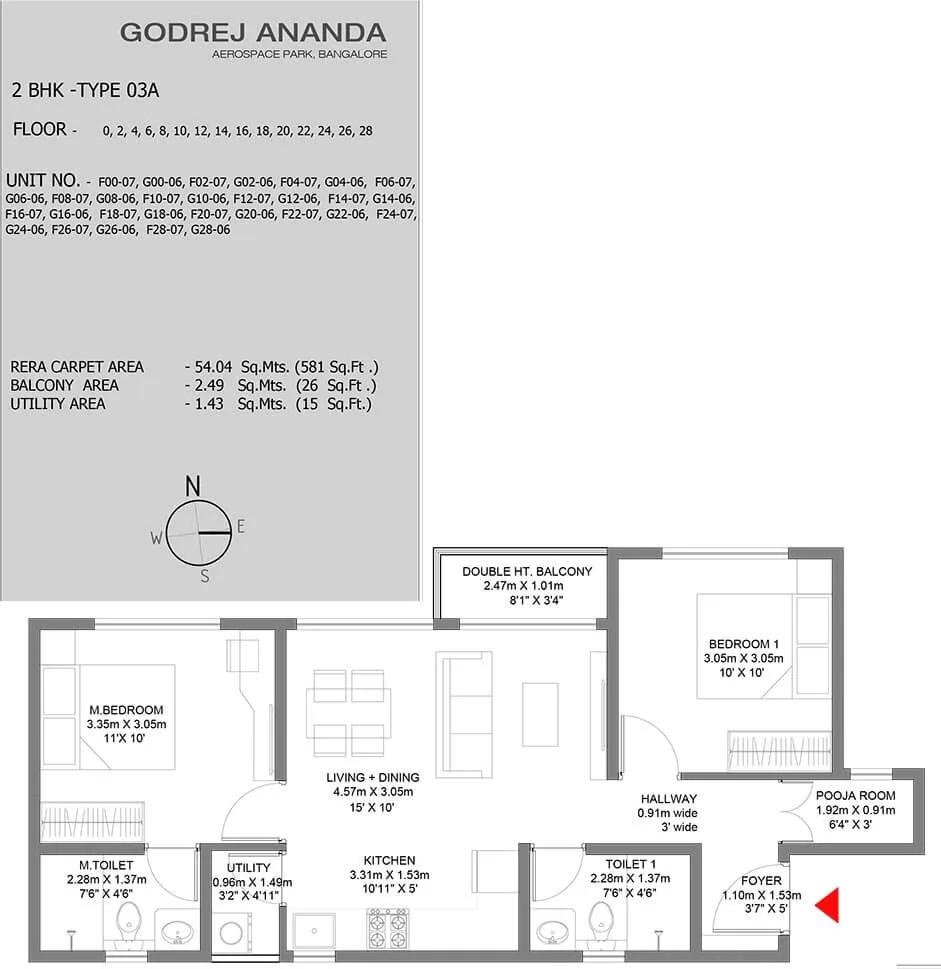2 BHK - 581 - Godrej Ananda Bagalur