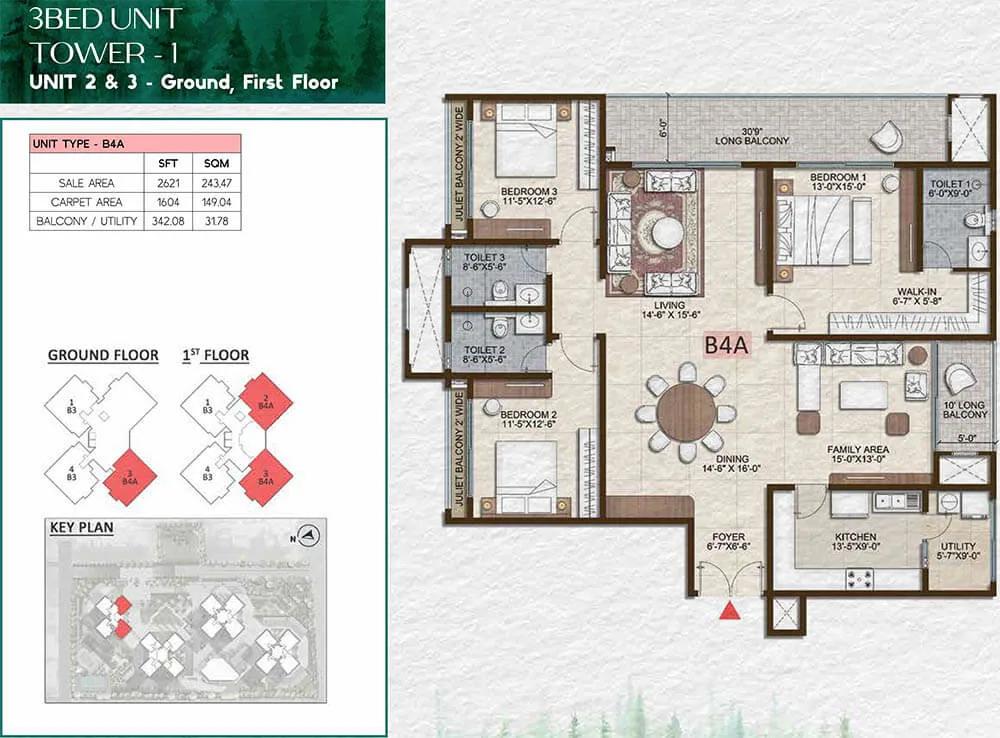 3BHK 2621 - Prestige Pine Forest Whitefield