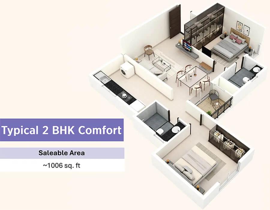 2BHK Comfort 1006 - Provident Bayscape Chennai