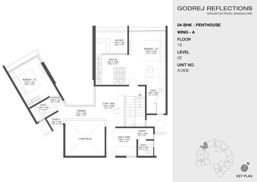4 BHK Penthouse – 19th Floor – Godrej Reflections