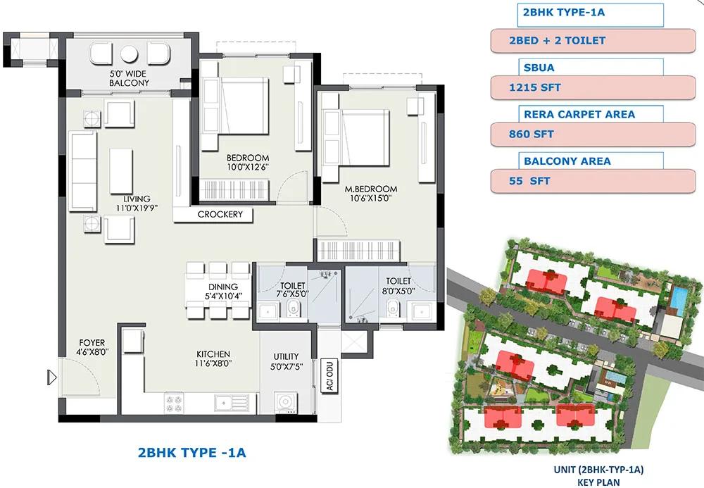 2BHK-1215-Ajmera-IRIS-Electronic-City