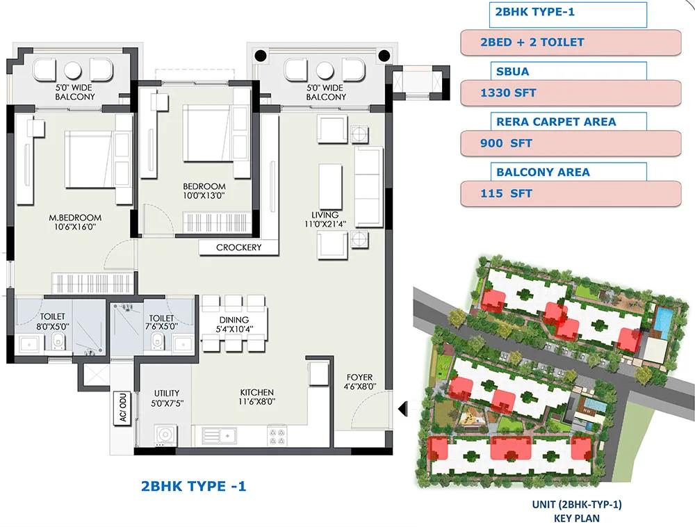 2BHK-1215-Ajmera-IRIS-Electronic-City