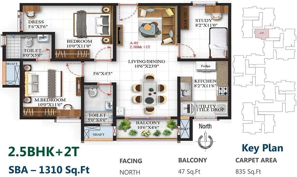 2.5BHK 1310 - SBR One Residence