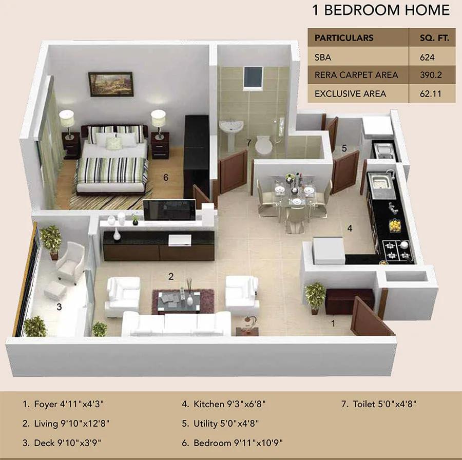 1bhk 624 ramky fortuna whitefield