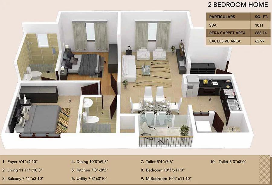 2bhk 1011 ramky fortuna whitefield