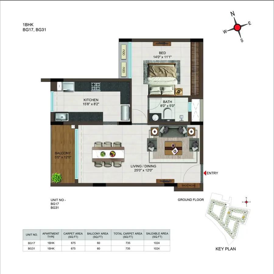 1bhk 1024 casagrand moondance kumbalgodu