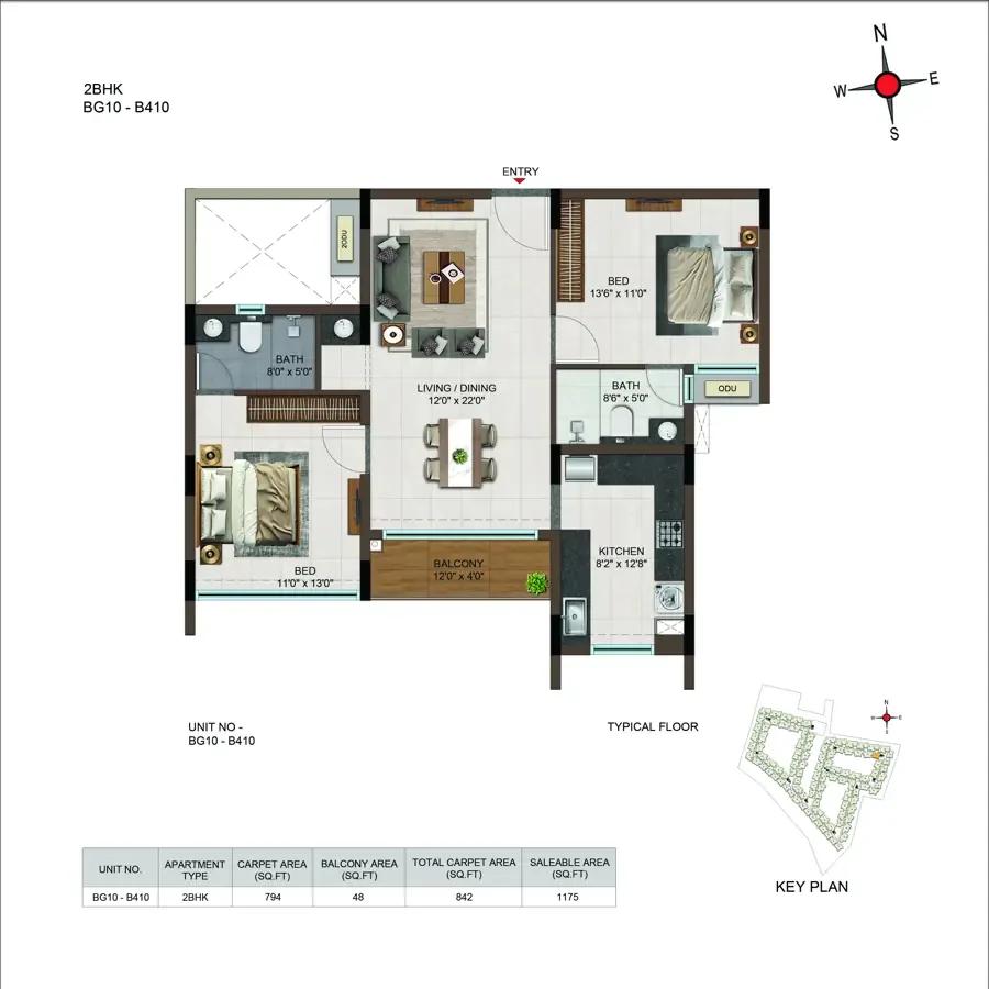 2bhk 1175 casagrand moondance kumbalgodu