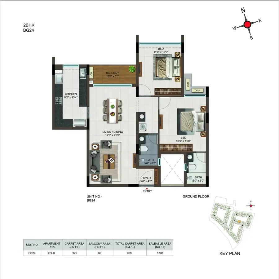 2bhk 1382 casagrand moondance kumbalgodu