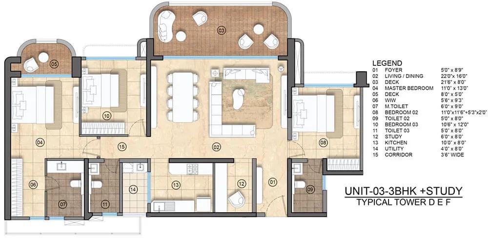 3BHK+Study - Lodha Elanza Sarjapur Apartments