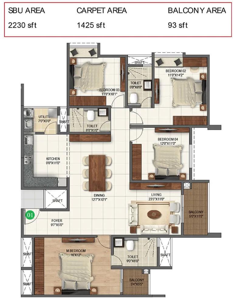 4bhk classic 2230 sumadhura folium phase 2