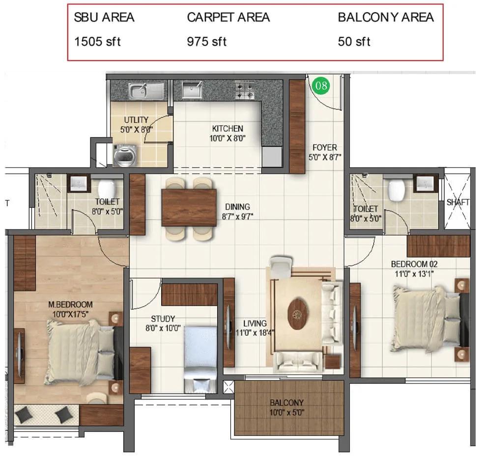 3bhk smart 1505 sumadhura folium phase 2