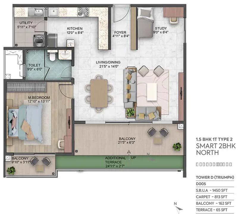 2BHK 1450 - Sumadhura Capitol Residences