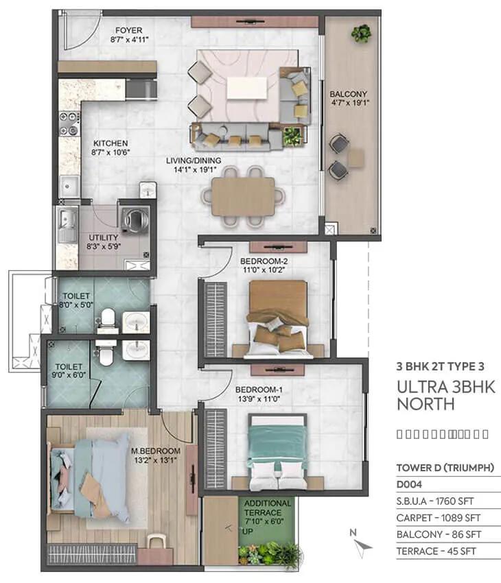 3BHK 1760 - Sumadhura Capitol Residences
