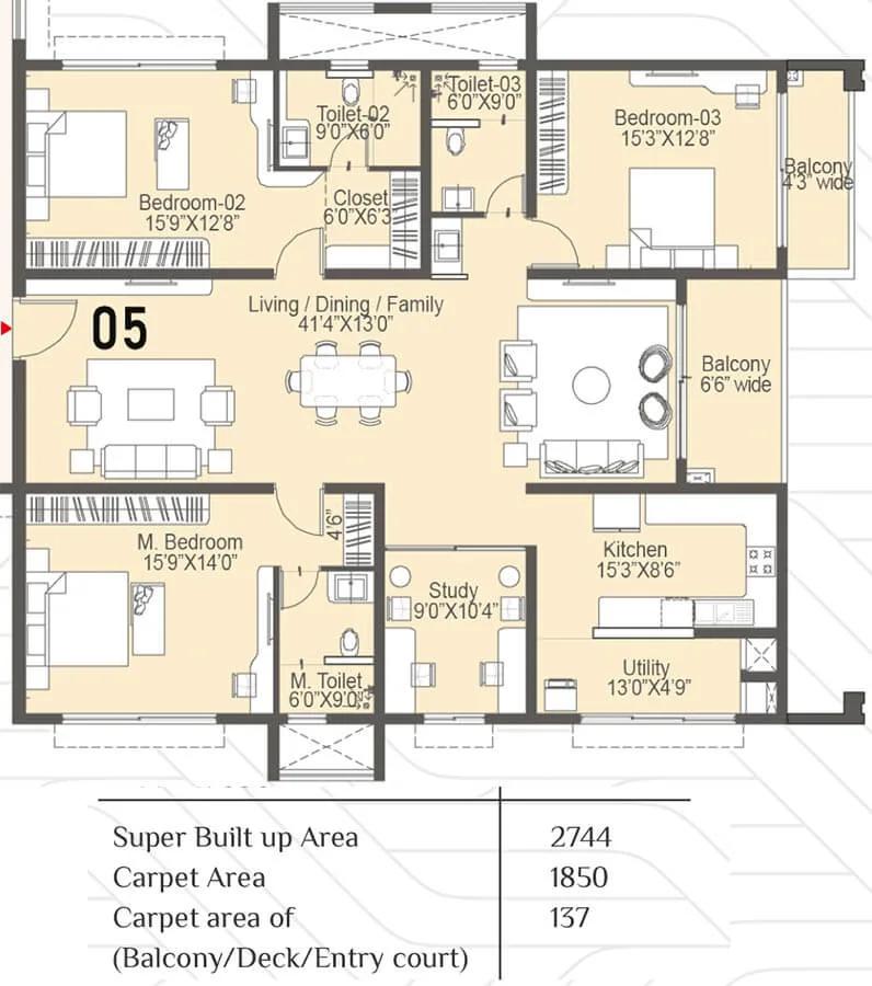 3bhk 2744 sattva lakeridge in neopolis