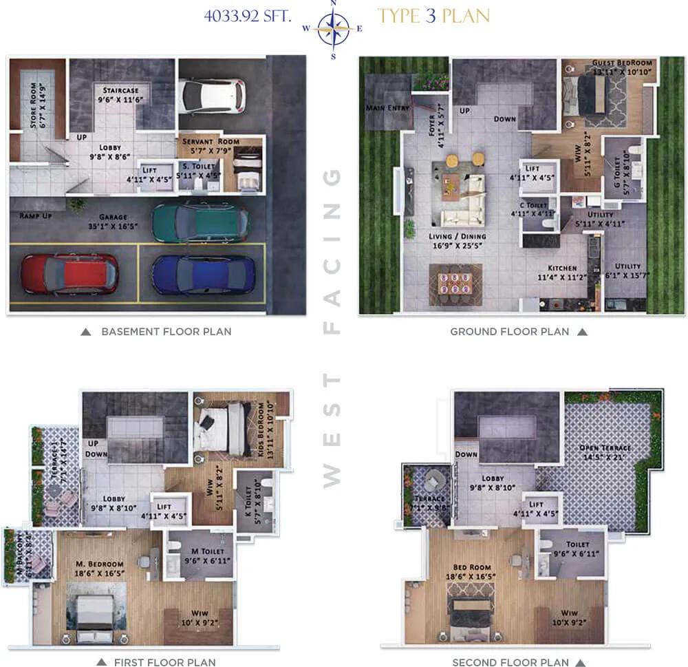 4BHK Triplex 4033 W - Sattva Springs