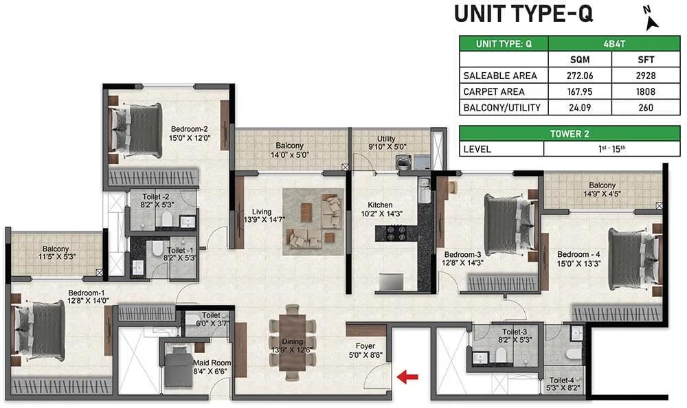 4bhk 2928 prestige glenbrook whitefield