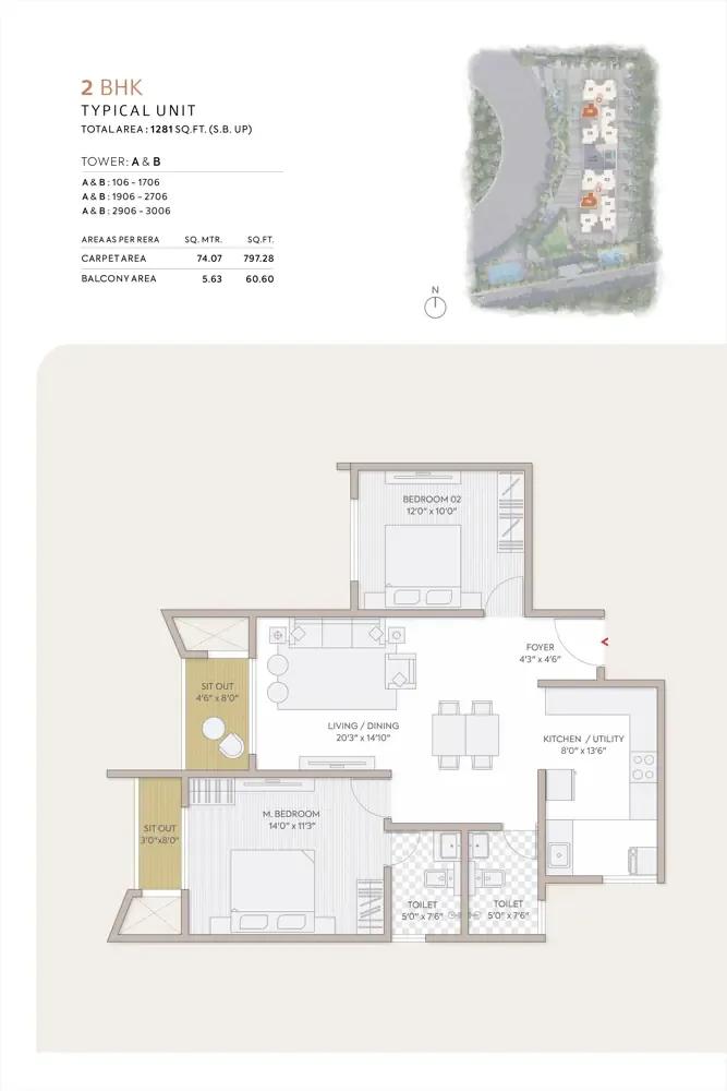 2bhk 1281 orchid south park