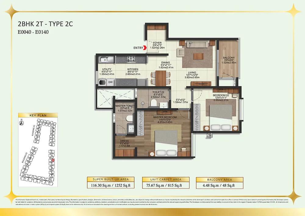 2BHK 1252 - Brigade Eternia Yelahanka