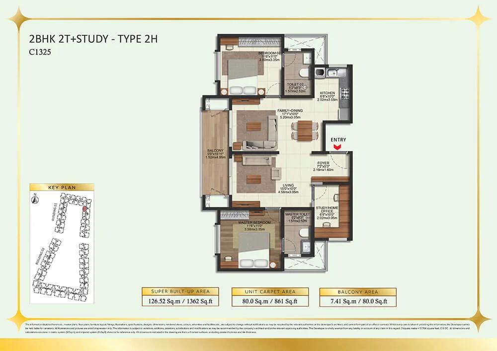 2BHK-Study 1362 - Brigade Eternia Yelahanka