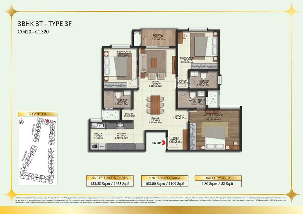 3BHK 1653 - Brigade Eternia Yelahanka