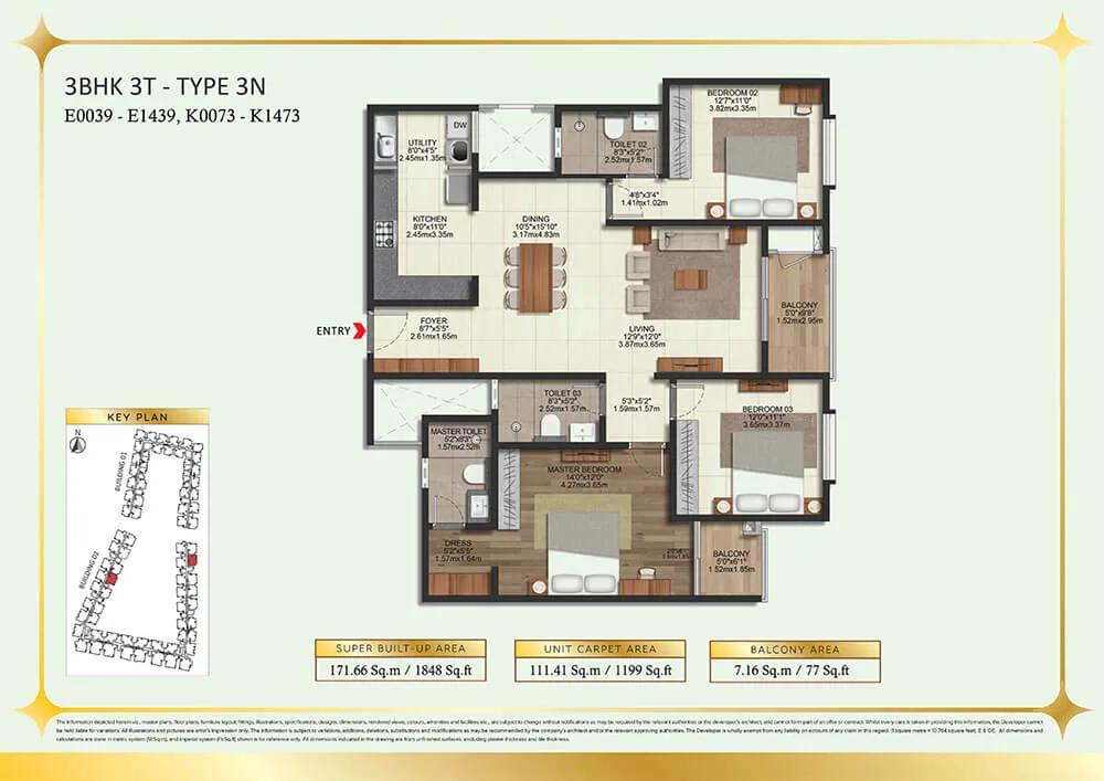 3BHK 1848 - Brigade Eternia Yelahanka