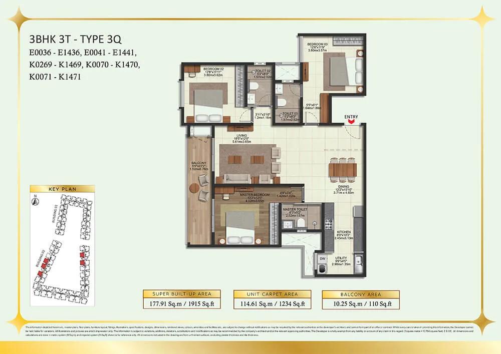 3BHK 1915 - Brigade Eternia Yelahanka