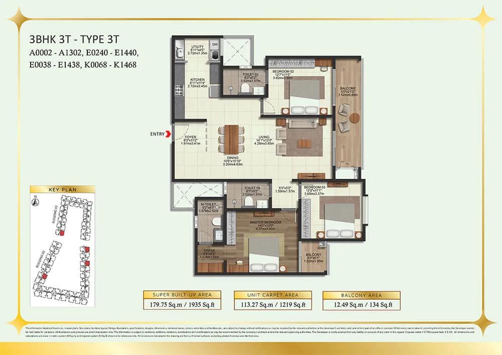 3BHK 1935 - Brigade Eternia Yelahanka