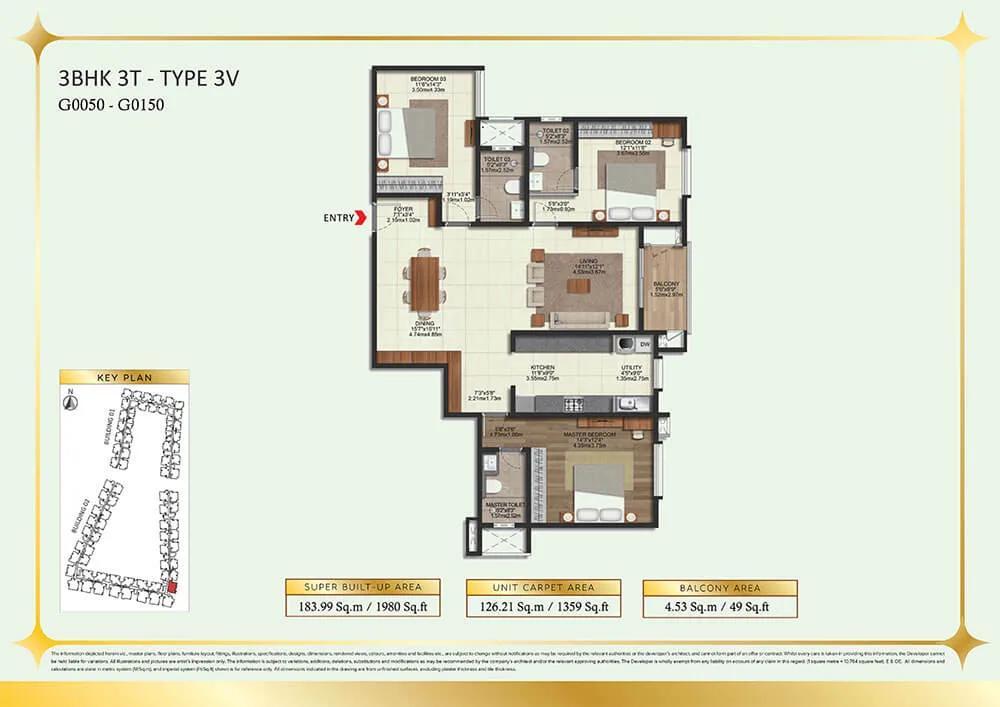 3BHK 1980 - Brigade Eternia Yelahanka