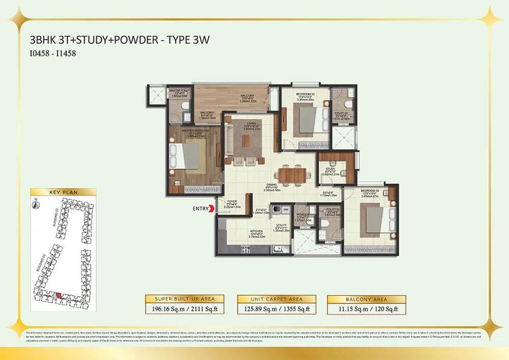 3BHK-Study 2111 - Brigade Eternia Yelahanka
