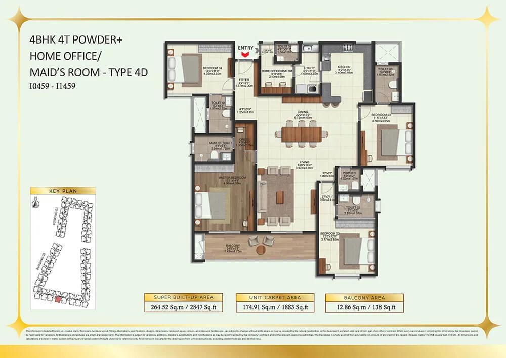 4BHK-Office-Maids 2847 - Brigade Eternia Yelahanka